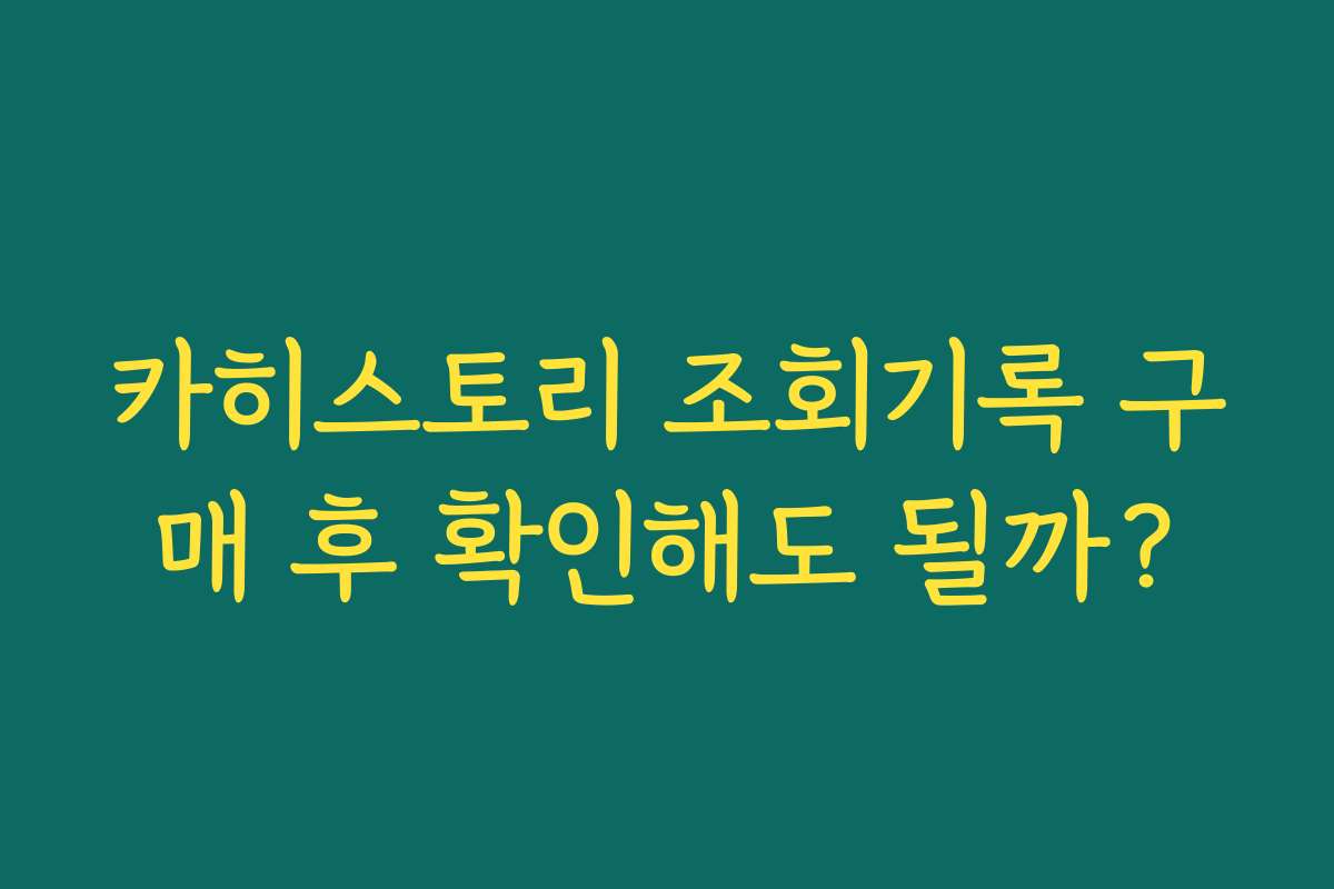카히스토리 조회기록 구매 후 확인해도 될까? 카히스토리 조회기록 구매 후 확인해도 될까?