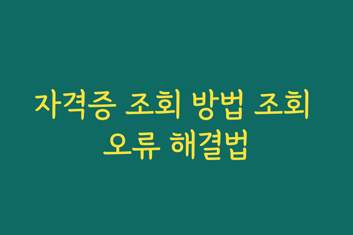 자격증 조회 방법 조회 오류 해결법 자격증 조회 방법 조회 오류 해결법
