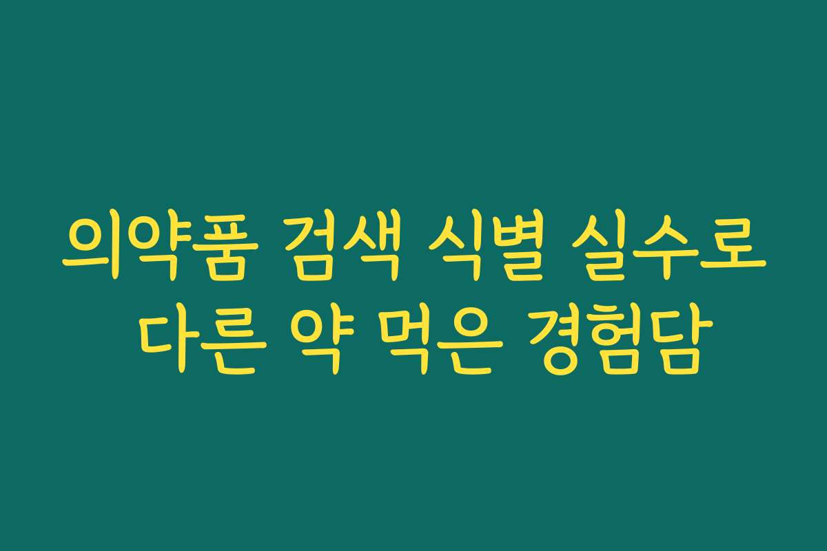 의약품 검색 식별 실수로 다른 약 먹은 경험담 의약품 검색 식별 실수로 다른 약 먹은 경험담