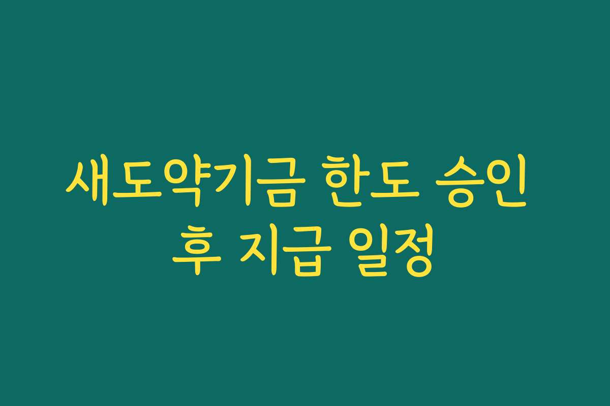 새도약기금 한도 승인 후 지급 일정