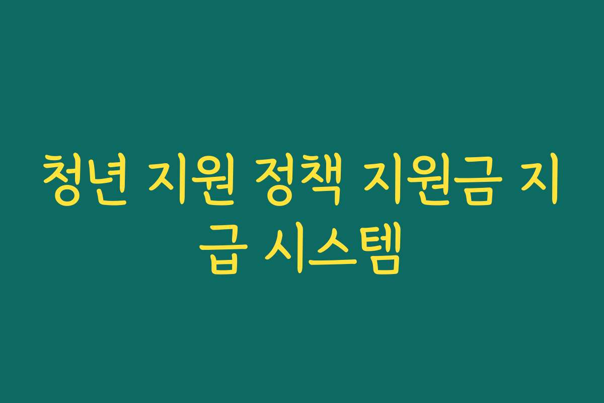 청년 지원 정책 지원금 지급 시스템 청년 지원 정책 지원금 지급 시스템