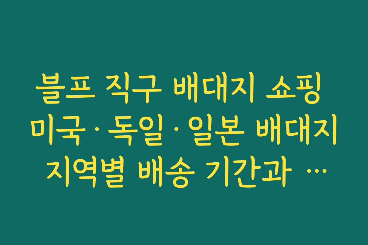 블프 직구 배대지 쇼핑 미국·독일·일본 배대지 지역별 배송 기간과 배송비 차이 비교 분석