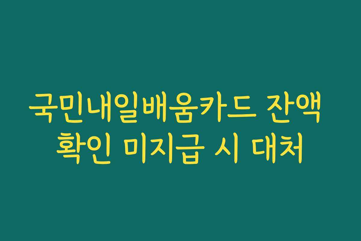 국민내일배움카드 잔액 확인 미지급 시 대처