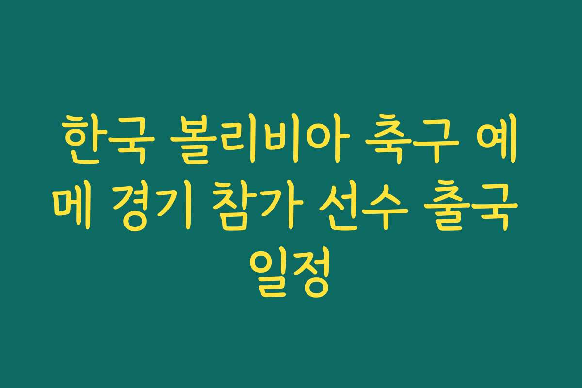 한국 볼리비아 축구 예메 경기 참가 선수 출국 일정