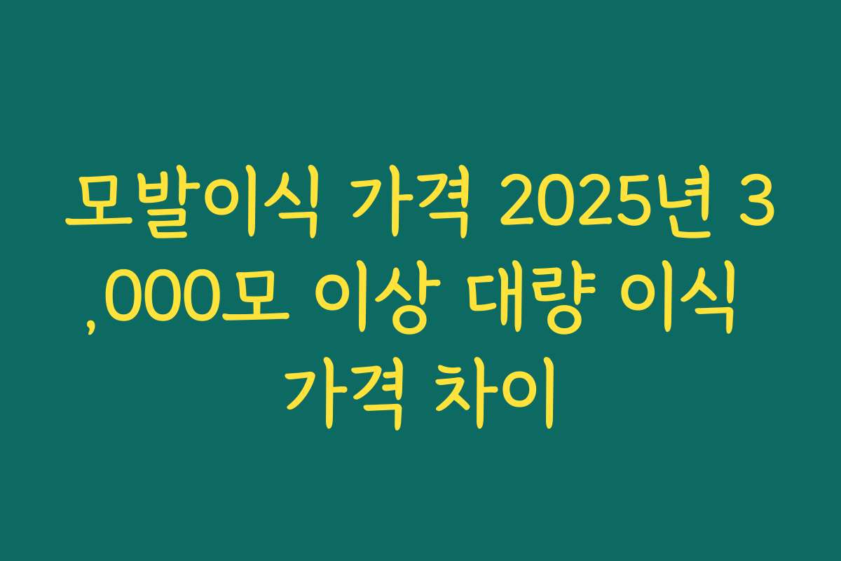 모발이식 가격 2025년 3,000모 이상 대량 이식 가격 차이