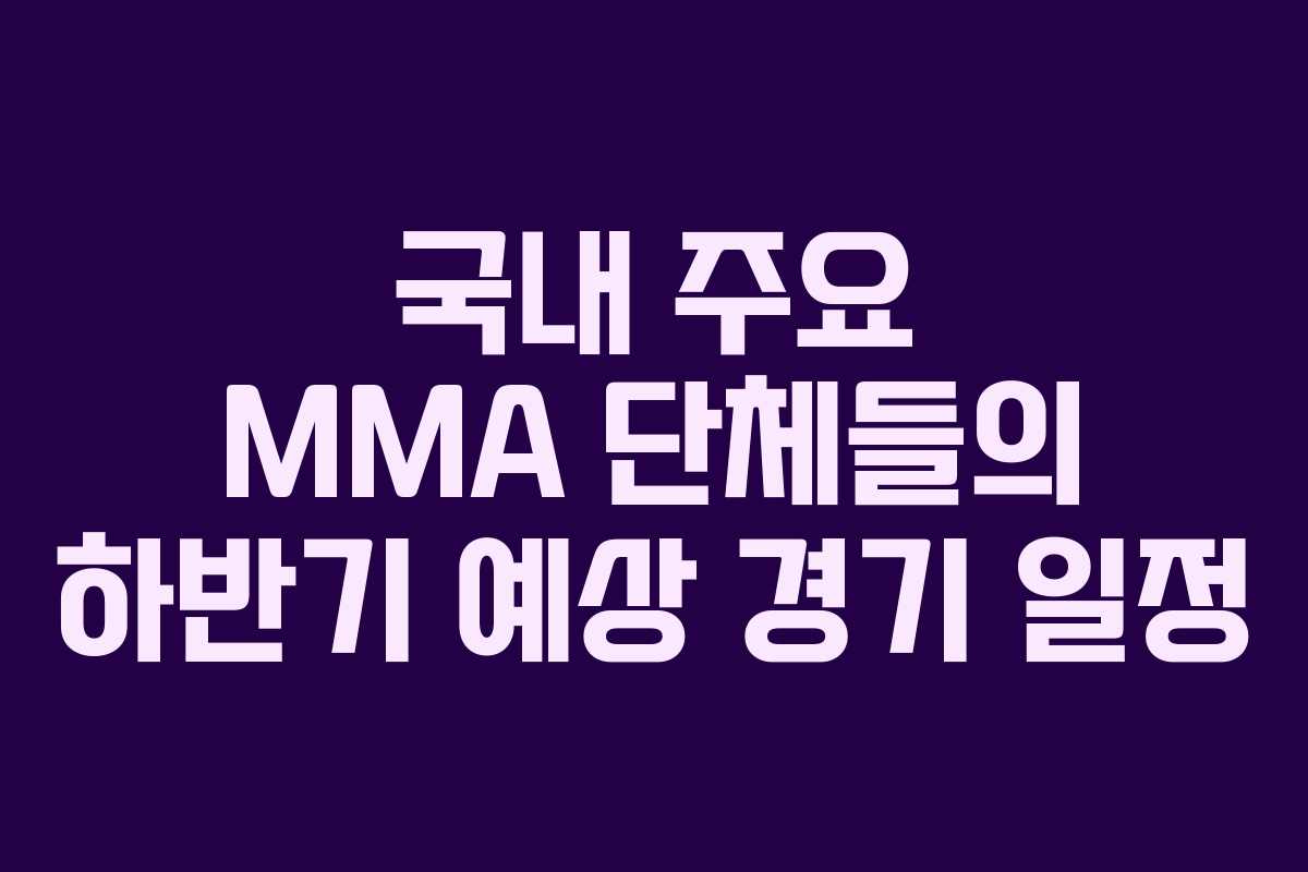 국내 주요 MMA 단체들의 하반기 예상 경기 일정