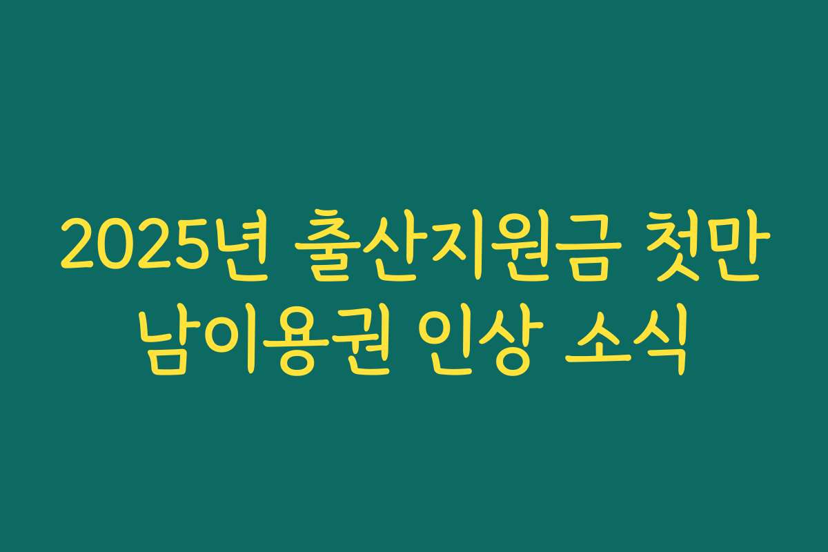 2025년 출산지원금 첫만남이용권 인상 소식