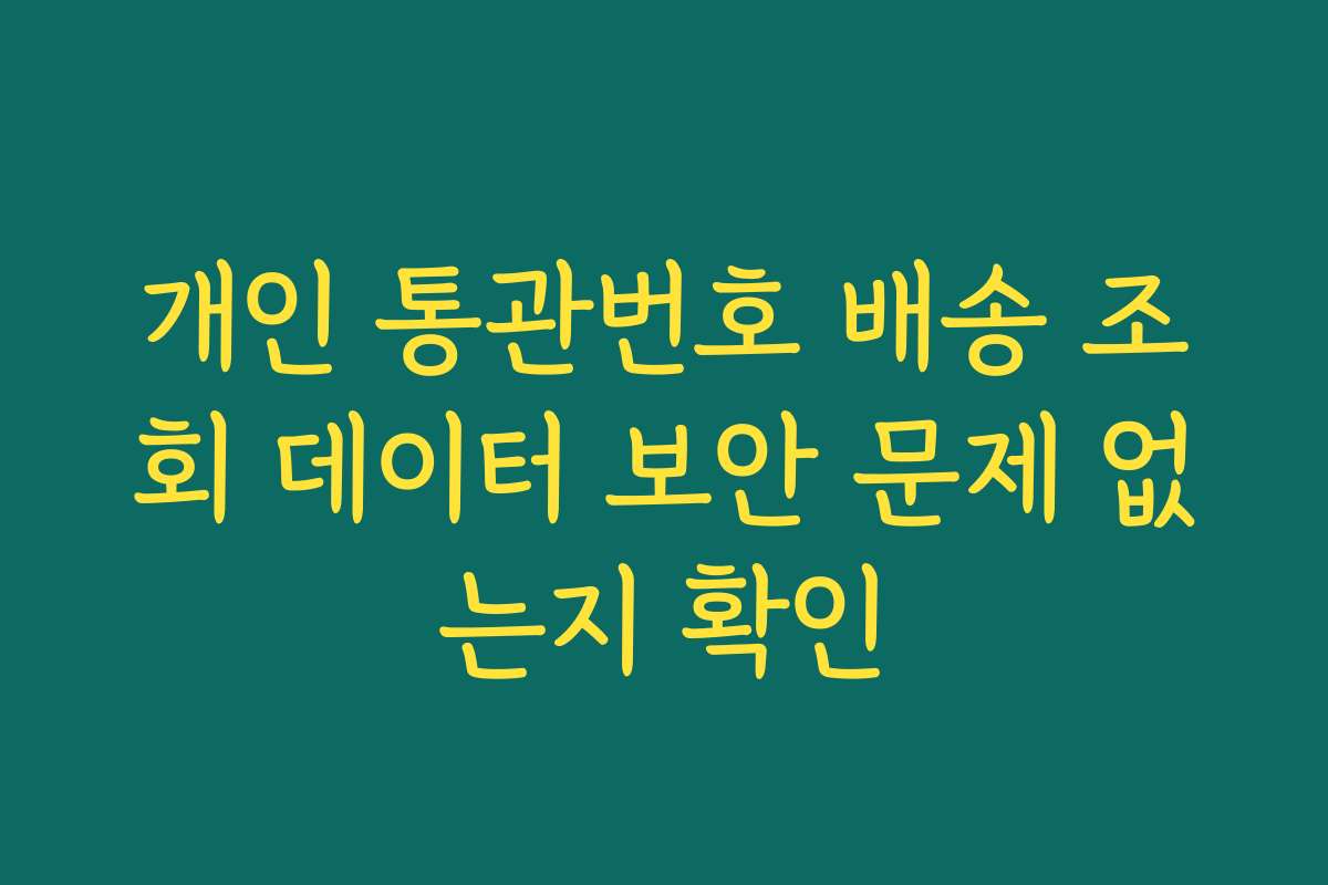 개인 통관번호 배송 조회 데이터 보안 문제 없는지 확인