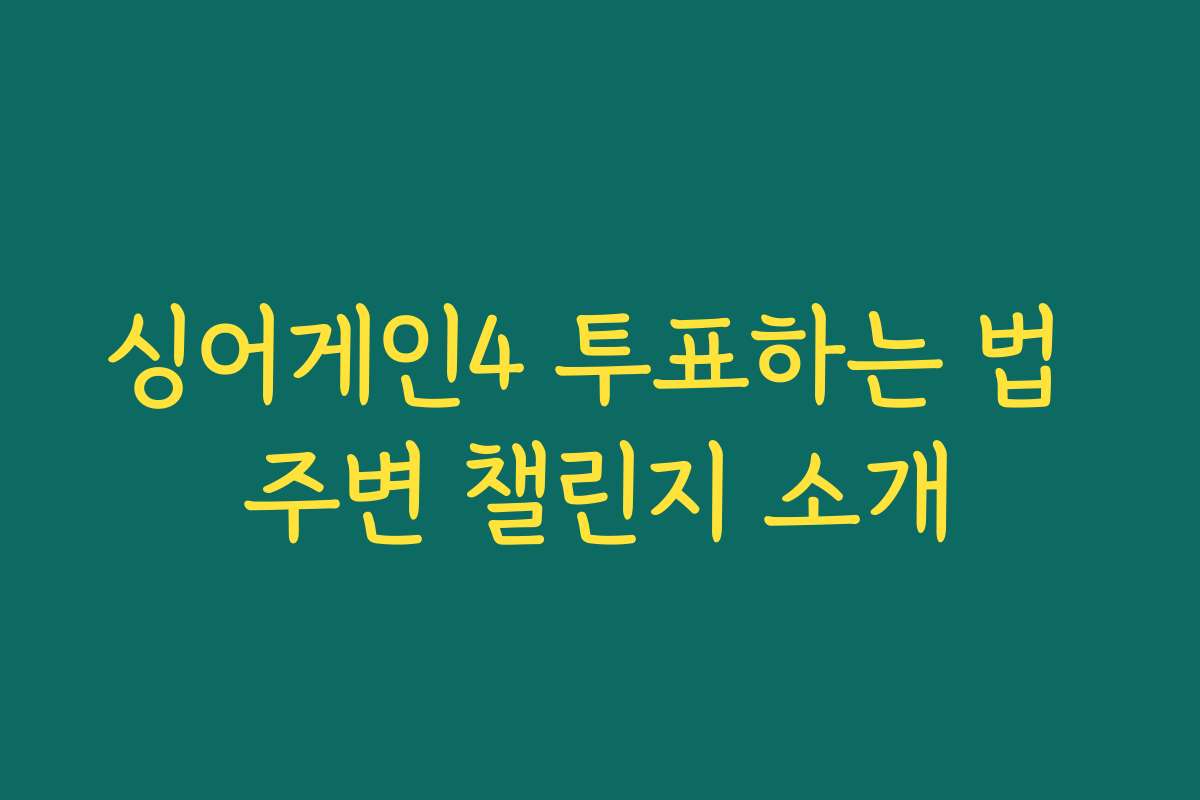 싱어게인4 투표하는 법 주변 챌린지 소개