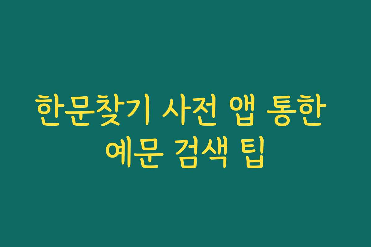 한문찾기 사전 앱 통한 예문 검색 팁