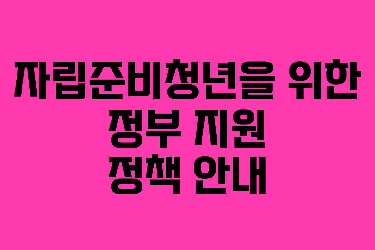 자립준비청년을 위한 정부 지원 정책 안내