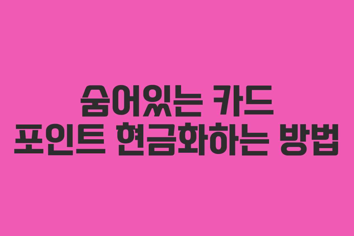 숨어있는 카드 포인트 현금화하는 방법