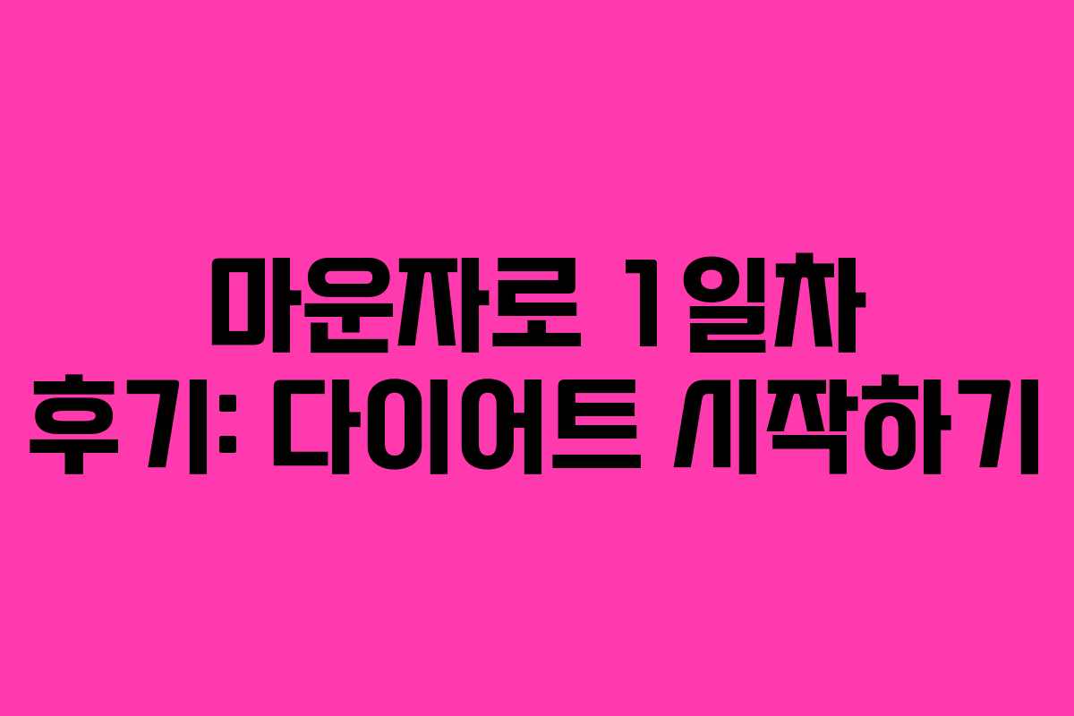 마운자로 1일차 후기: 다이어트 시작하기