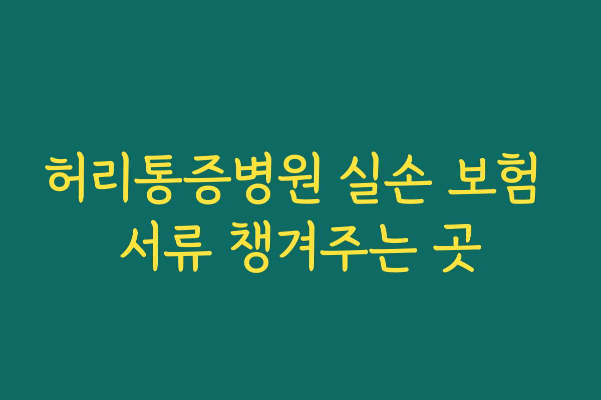 허리통증병원 실손 보험 서류 챙겨주는 곳