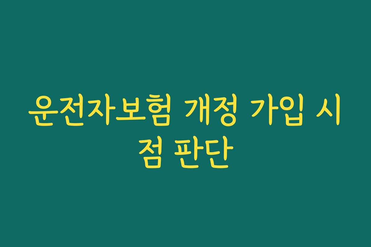 운전자보험 개정 가입 시점 판단