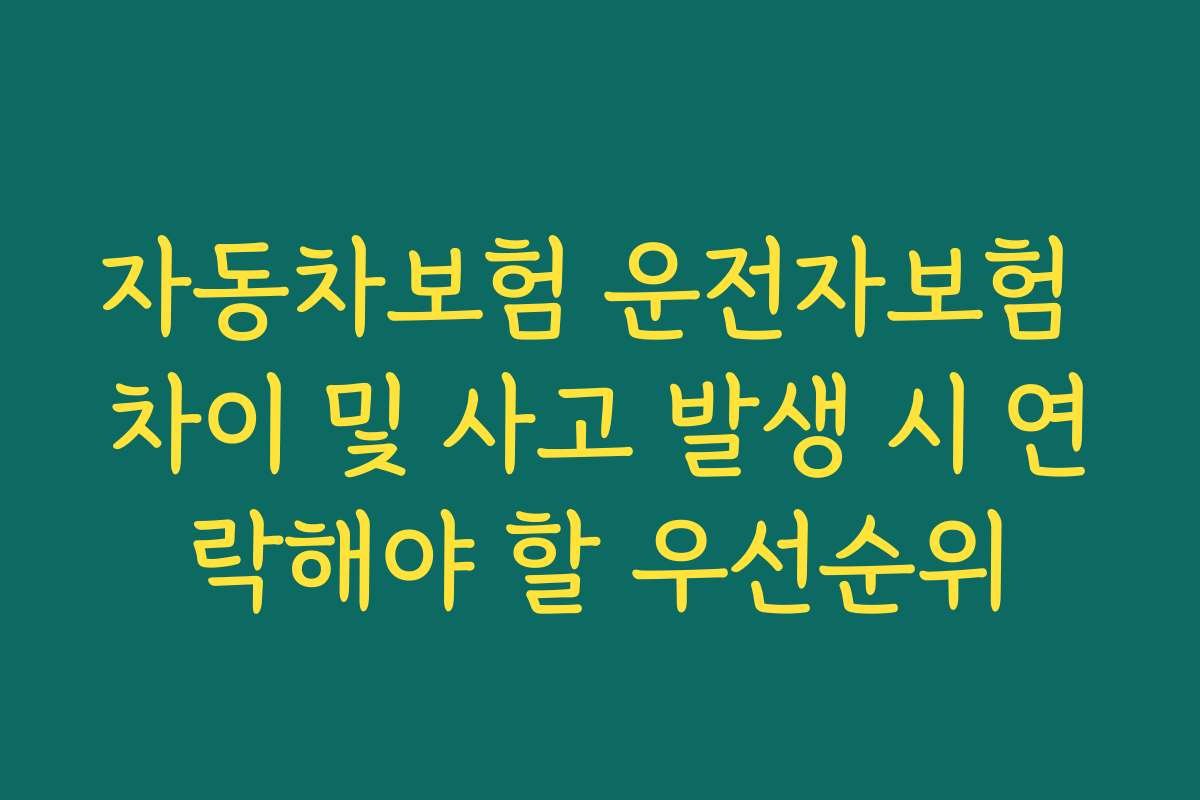 자동차보험 운전자보험 차이 및 사고 발생 시 연락해야 할 우선순위