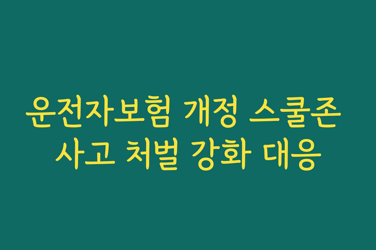 운전자보험 개정 스쿨존 사고 처벌 강화 대응