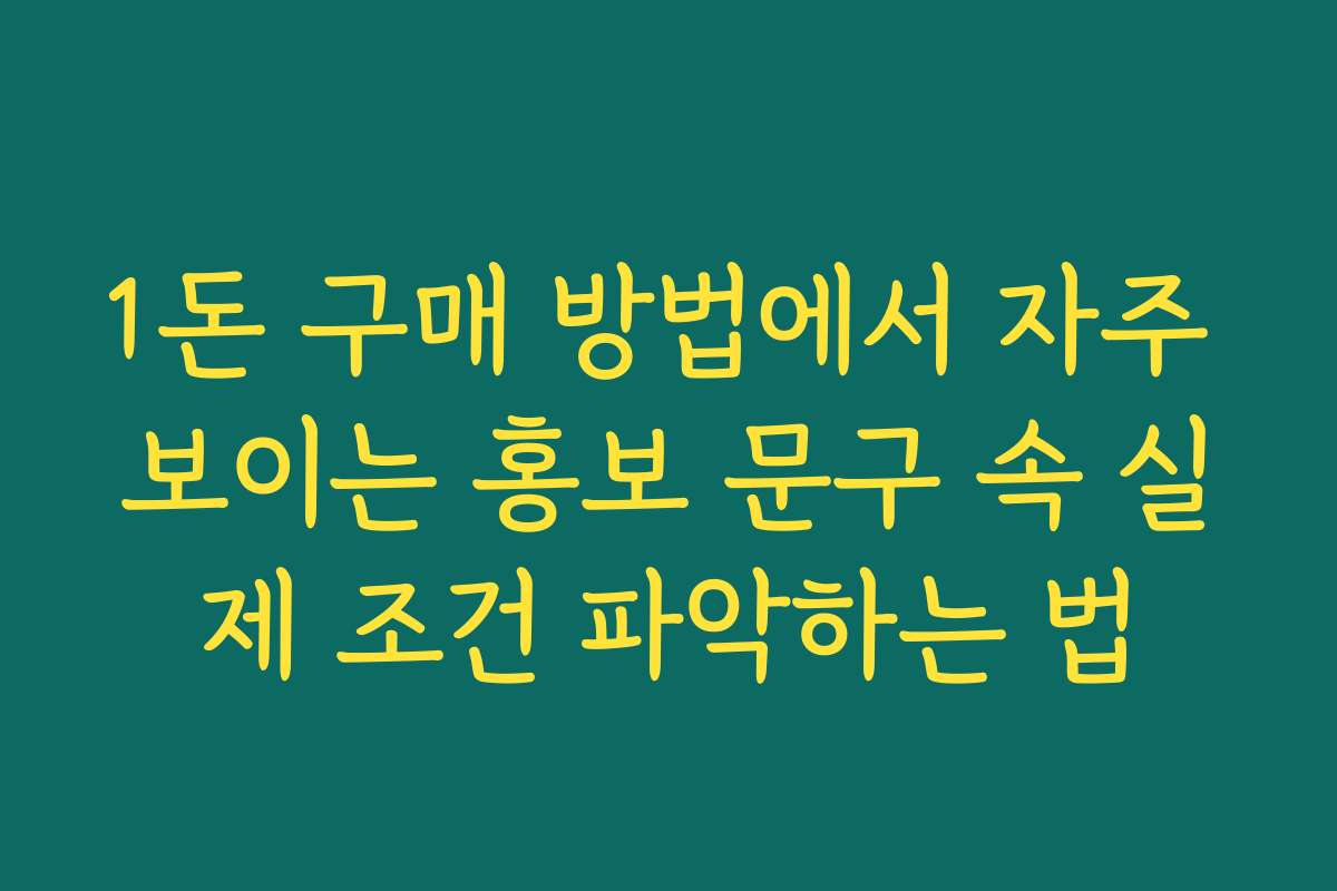1돈 구매 방법에서 자주 보이는 홍보 문구 속 실제 조건 파악하는 법