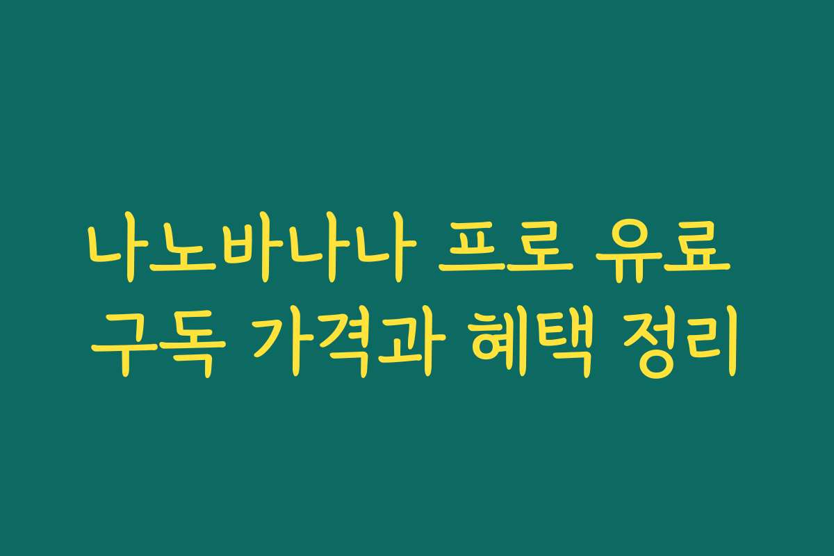나노바나나 프로 유료 구독 가격과 혜택 정리