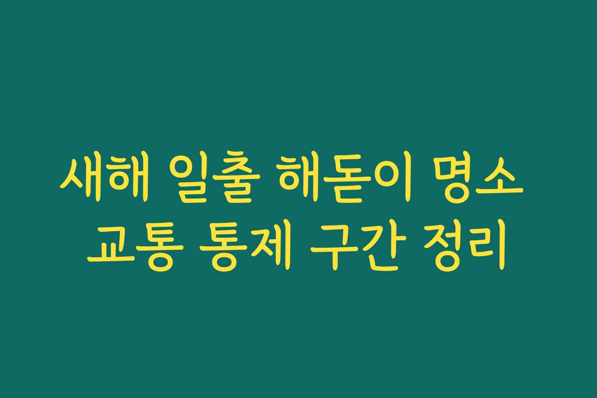 새해 일출 해돋이 명소 교통 통제 구간 정리