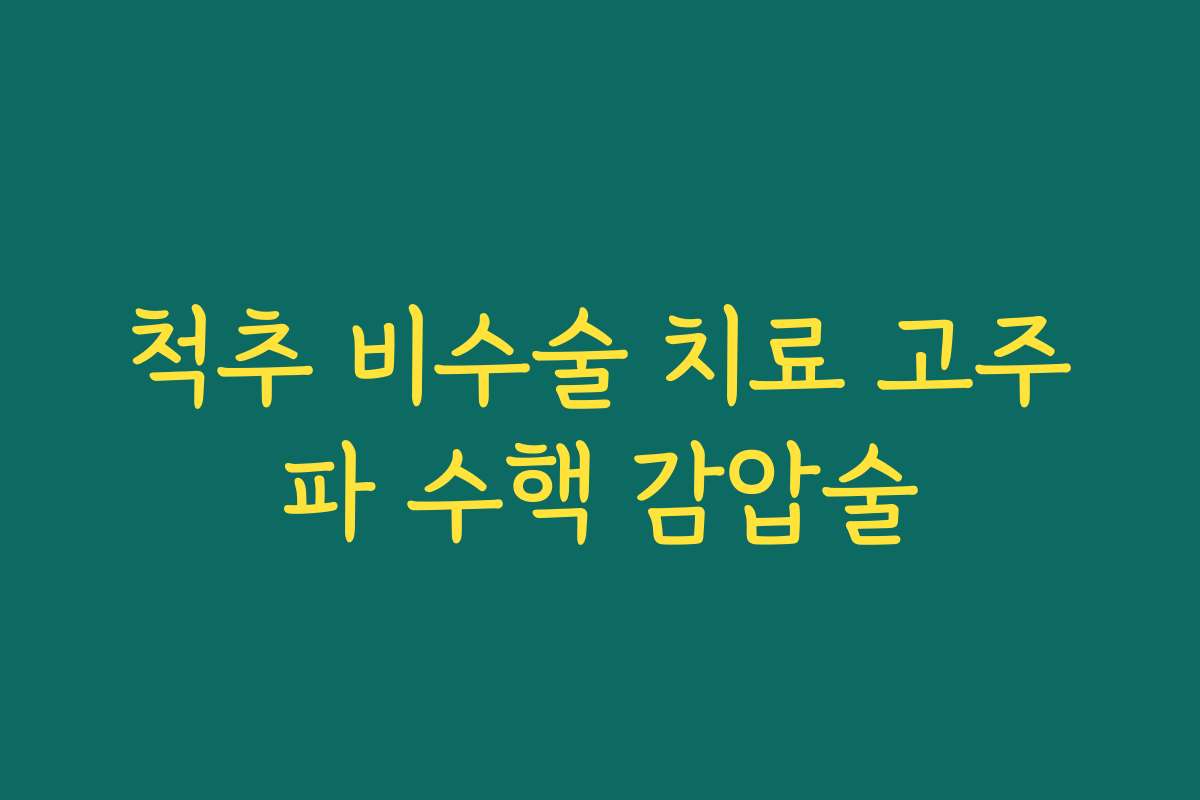 척추 비수술 치료 고주파 수핵 감압술