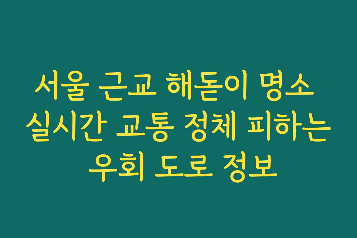 서울 근교 해돋이 명소 실시간 교통 정체 피하는 우회 도로 정보