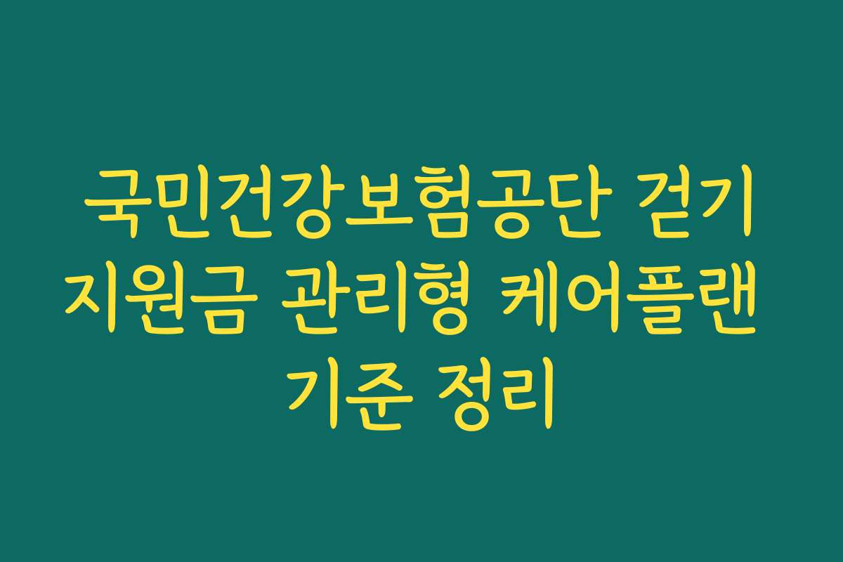 국민건강보험공단 걷기지원금 관리형 케어플랜 기준 정리