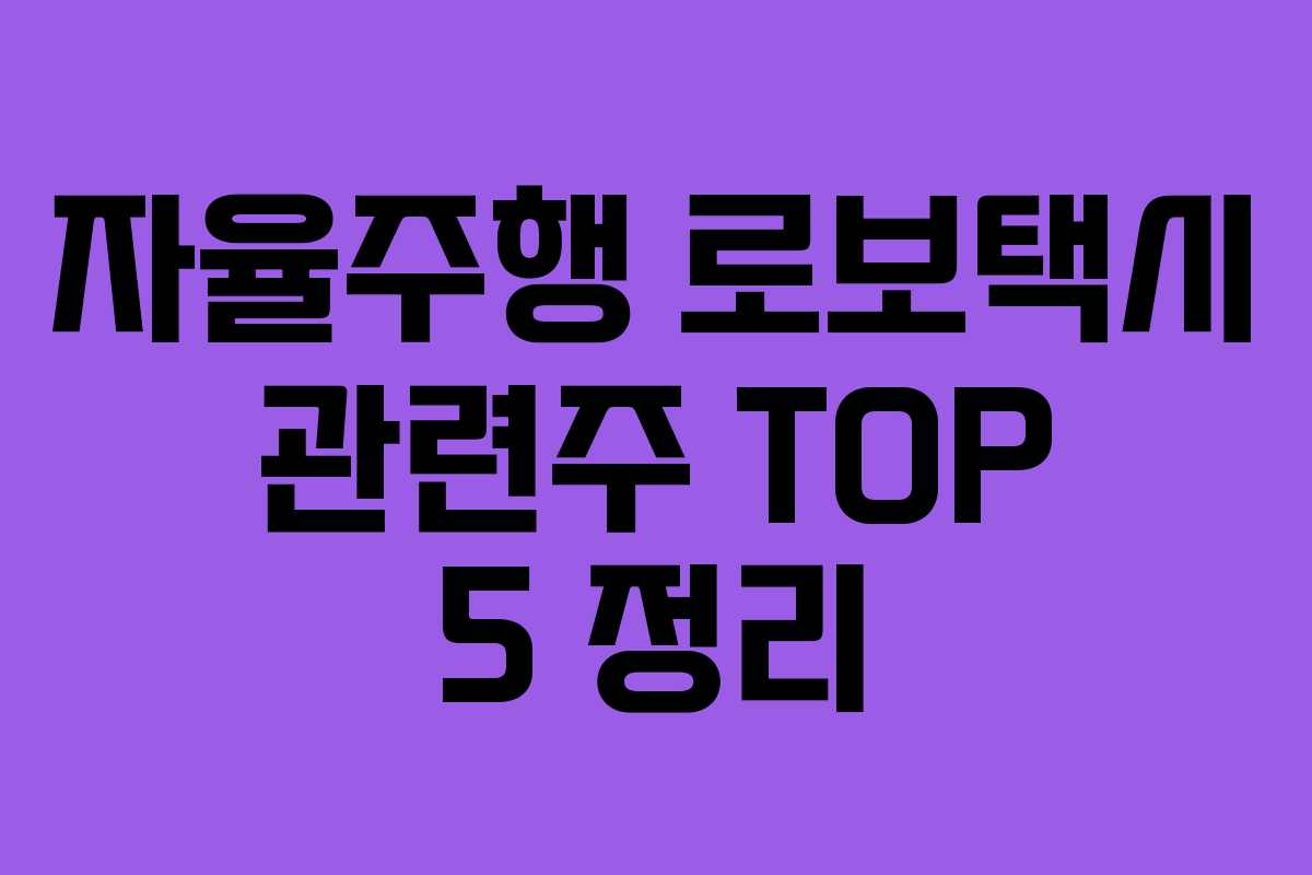 자율주행 로보택시 관련주 TOP 5 정리