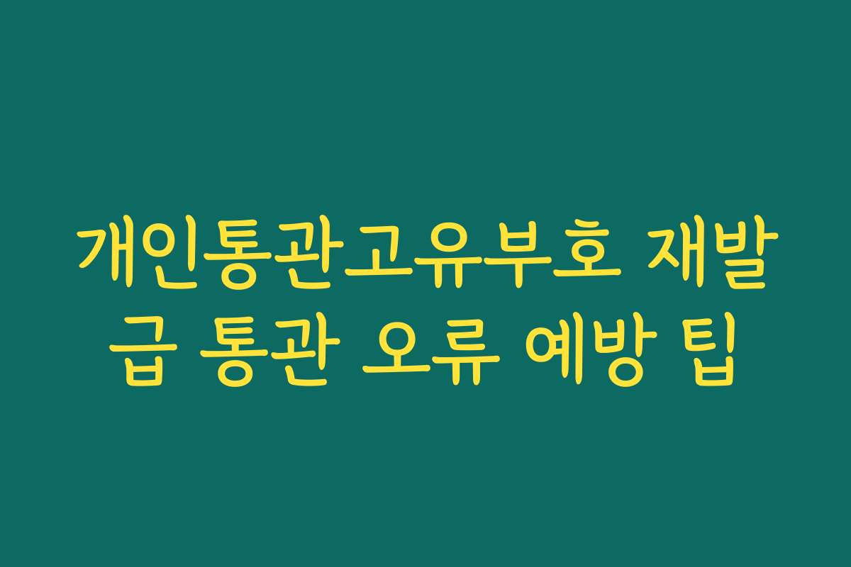 개인통관고유부호 재발급 통관 오류 예방 팁