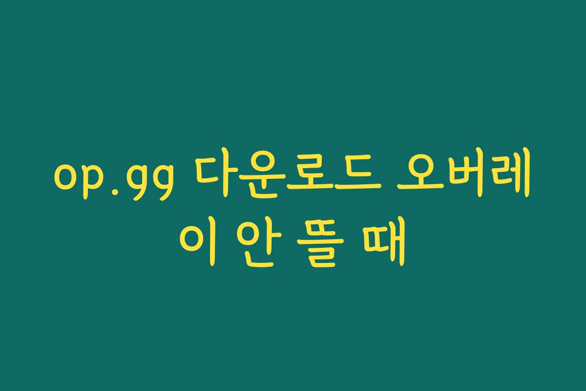 op.gg 다운로드 오버레이 안 뜰 때