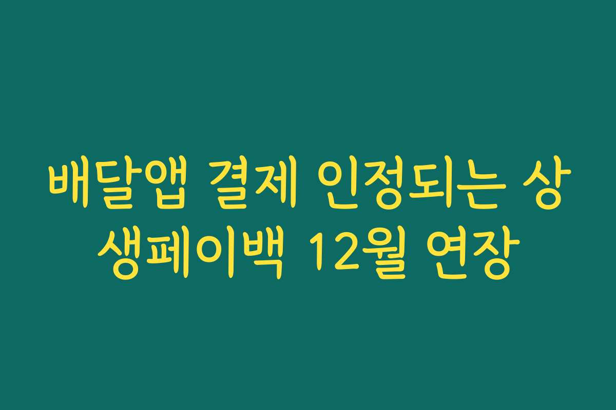 배달앱 결제 인정되는 상생페이백 12월 연장
