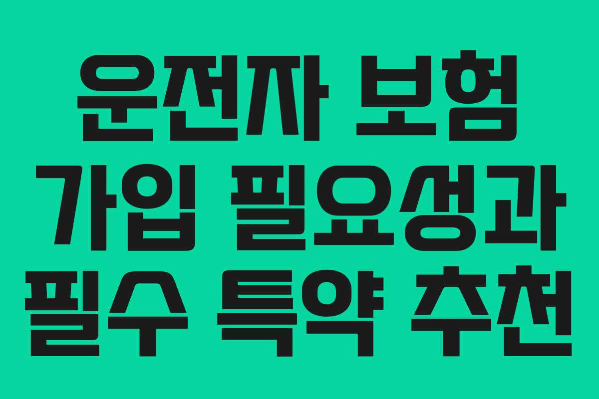 운전자 보험 가입 필요성과 필수 특약 추천