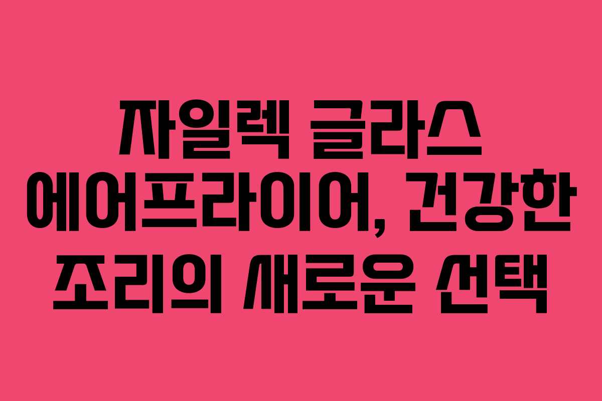 자일렉 글라스 에어프라이어, 건강한 조리의 새로운 선택