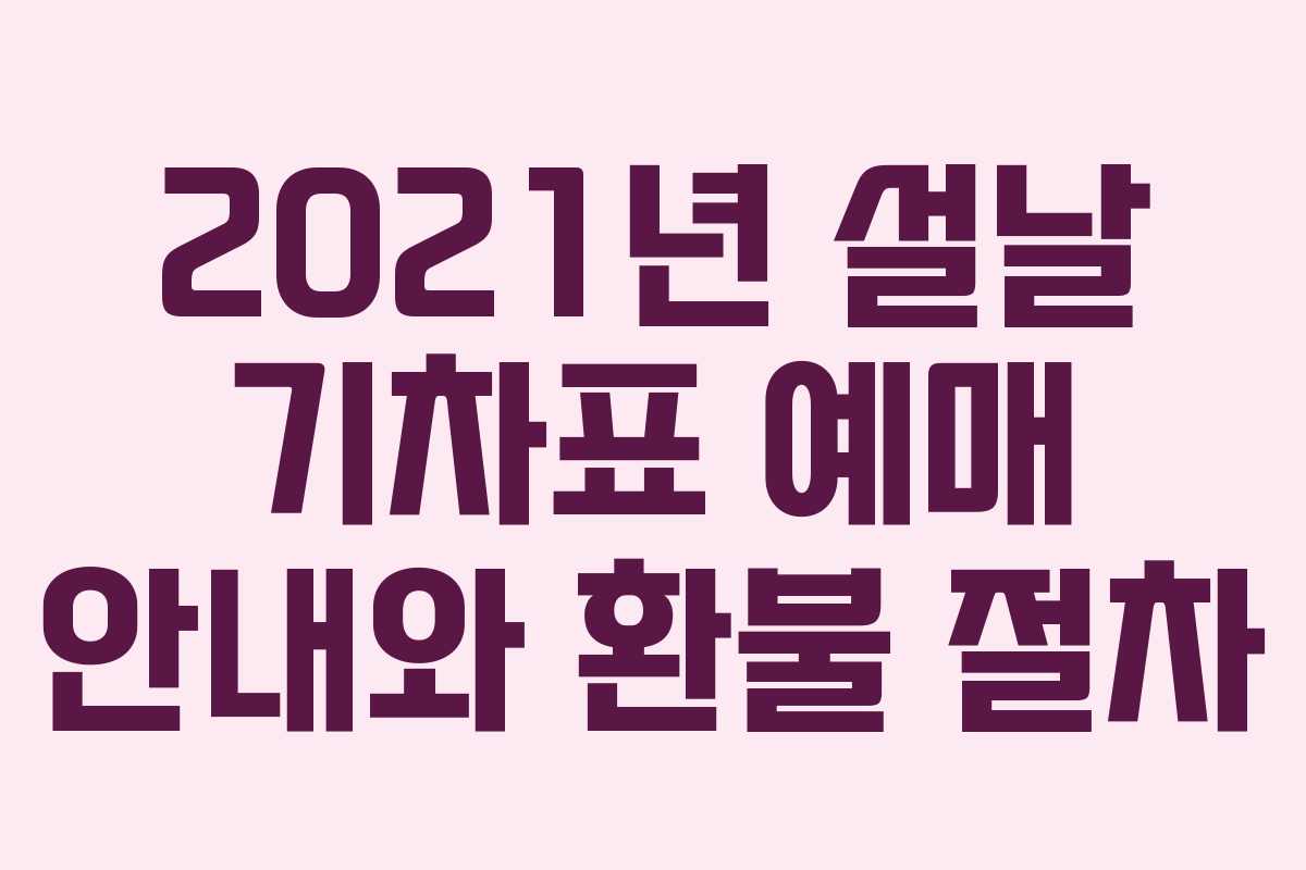 2021년 설날 기차표 예매 안내와 환불 절차