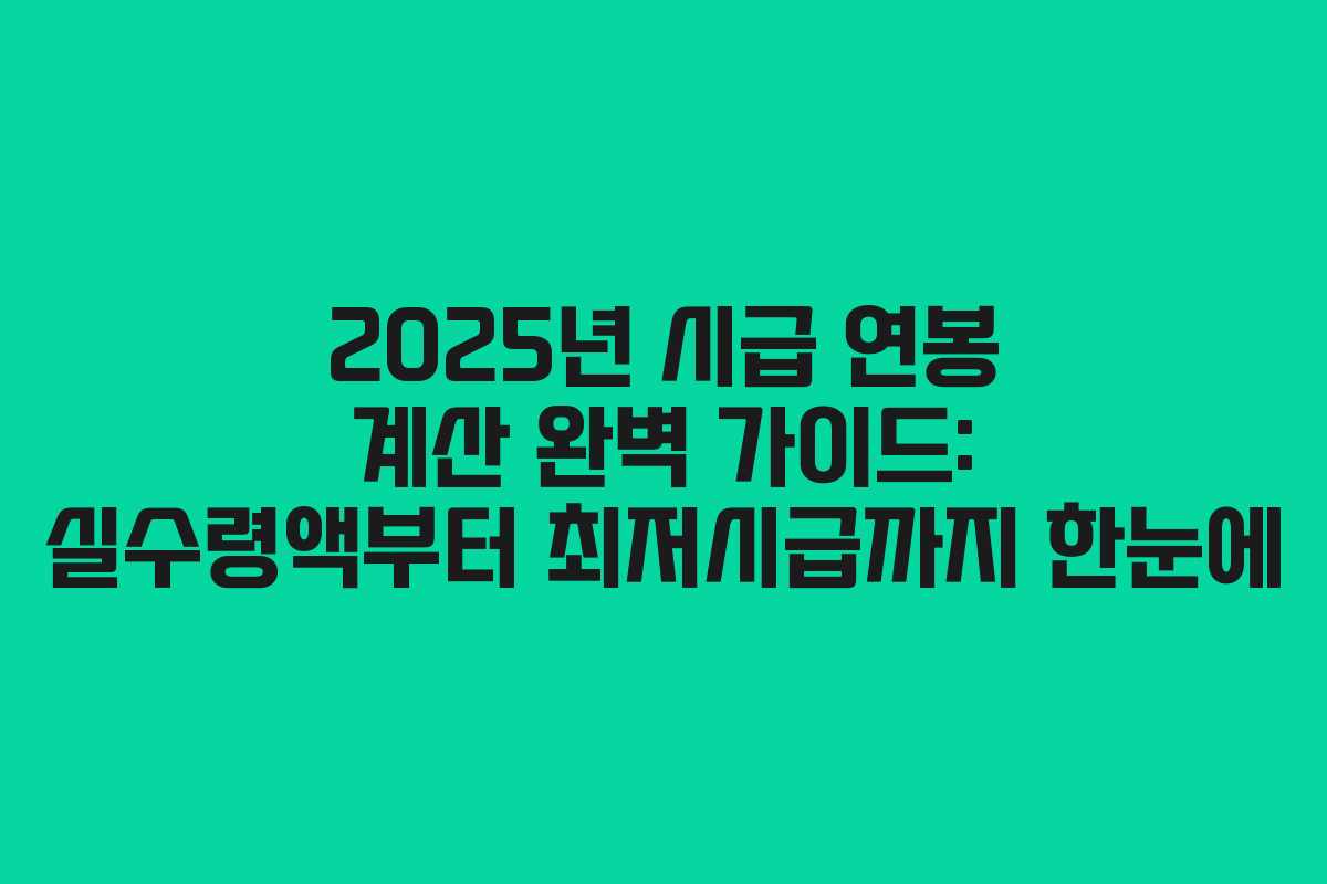 2025년 시급 연봉 계산 완벽 가이드: 실수령액부터 최저시급까지 한눈에