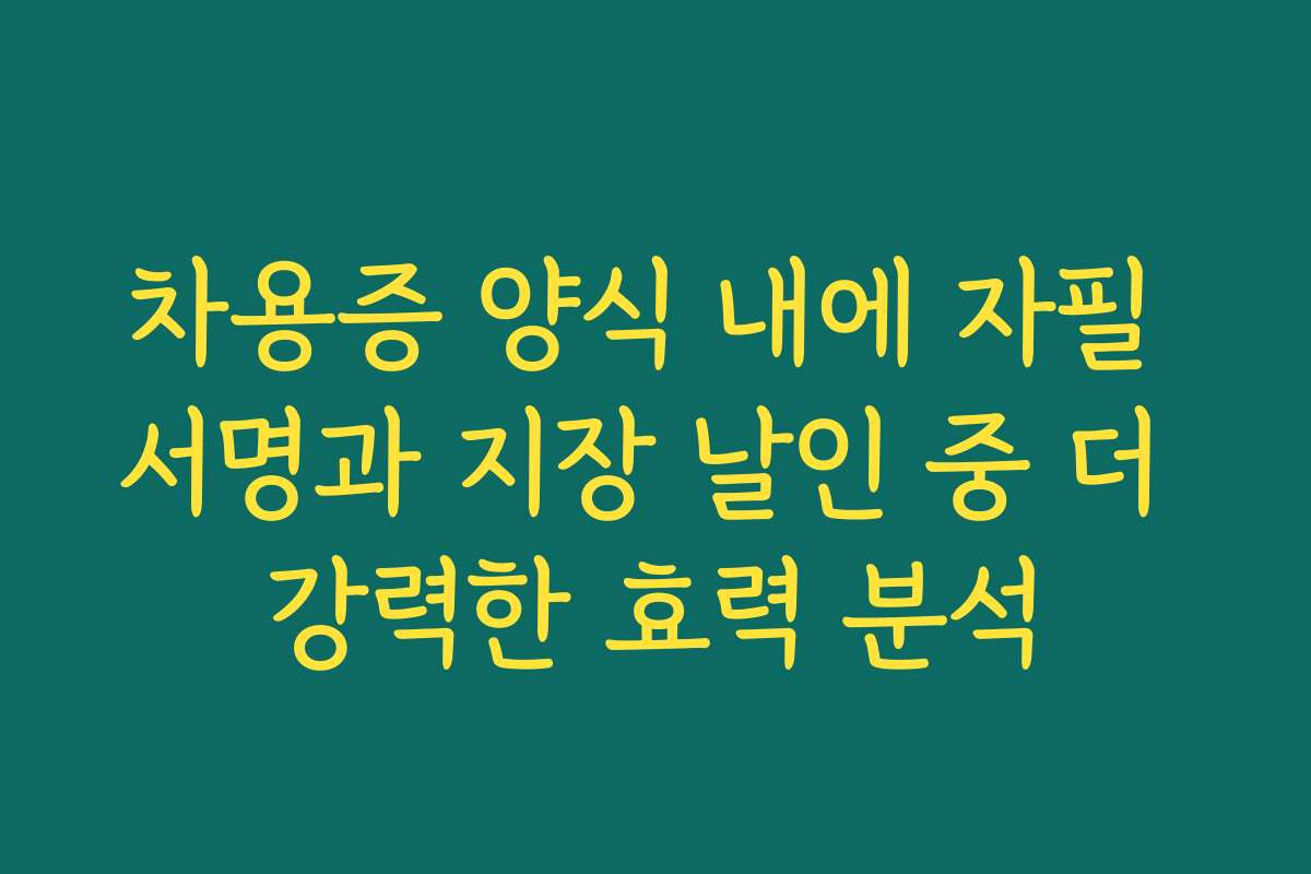 차용증 양식 내에 자필 서명과 지장 날인 중 더 강력한 효력 분석