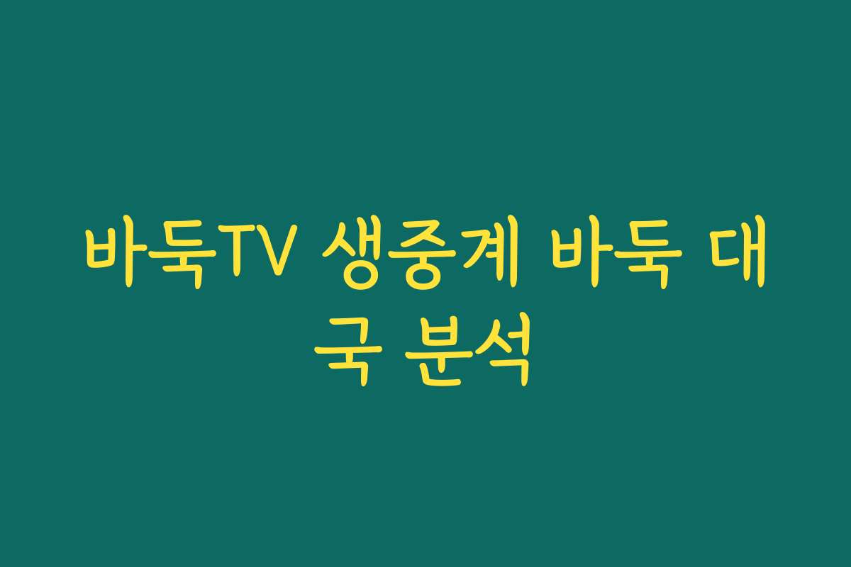 바둑TV 생중계 바둑 대국 분석