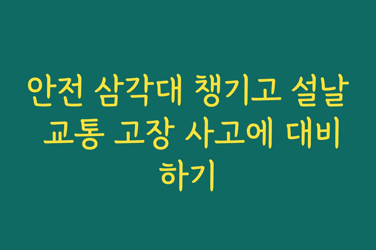 안전 삼각대 챙기고 설날 교통 고장 사고에 대비하기