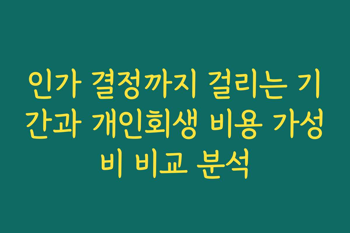 인가 결정까지 걸리는 기간과 개인회생 비용 가성비 비교 분석