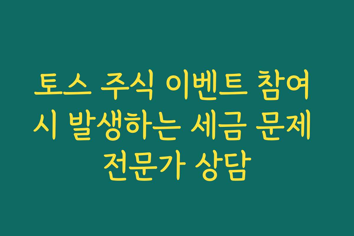 토스 주식 이벤트 참여 시 발생하는 세금 문제 전문가 상담