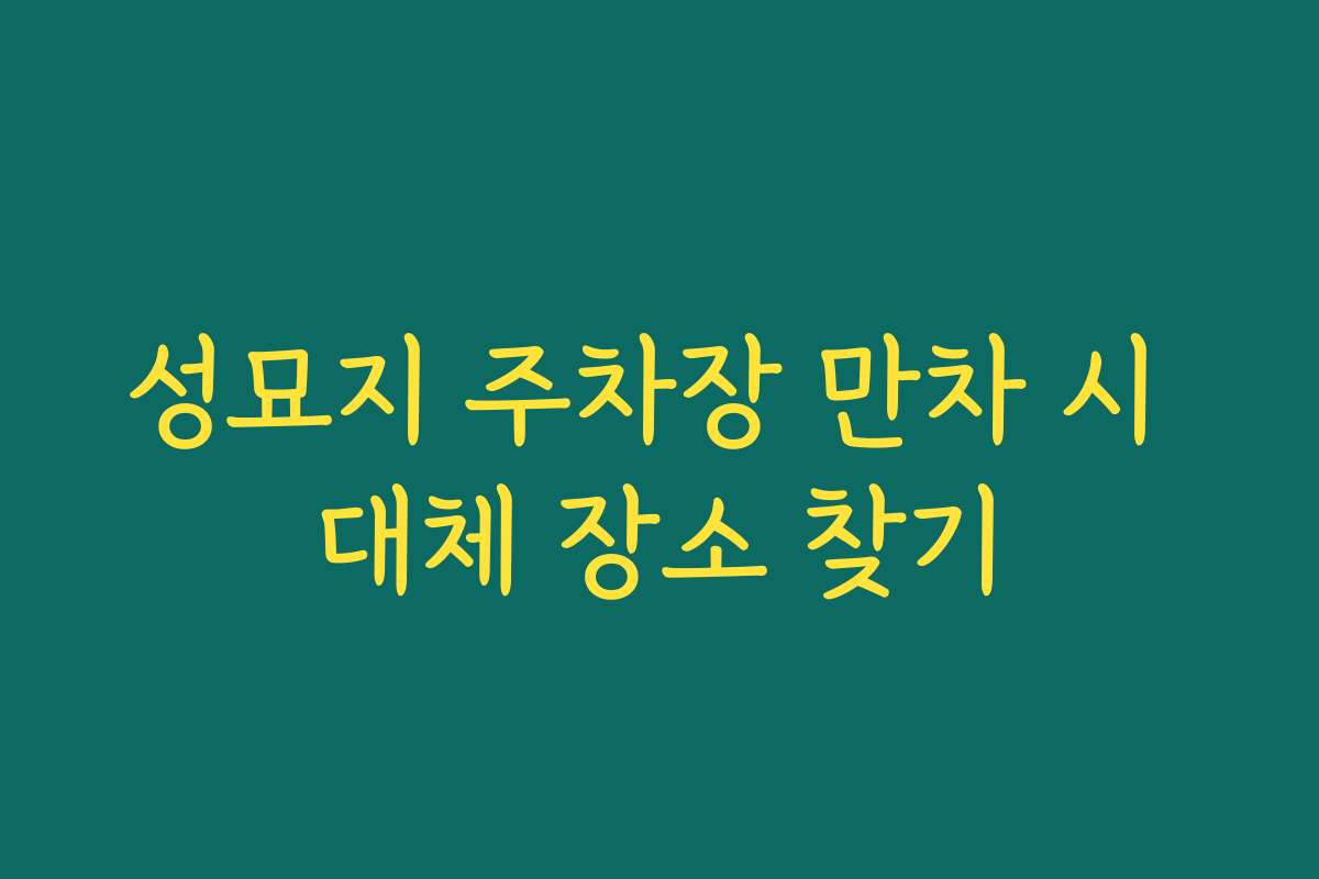 성묘지 주차장 만차 시 대체 장소 찾기