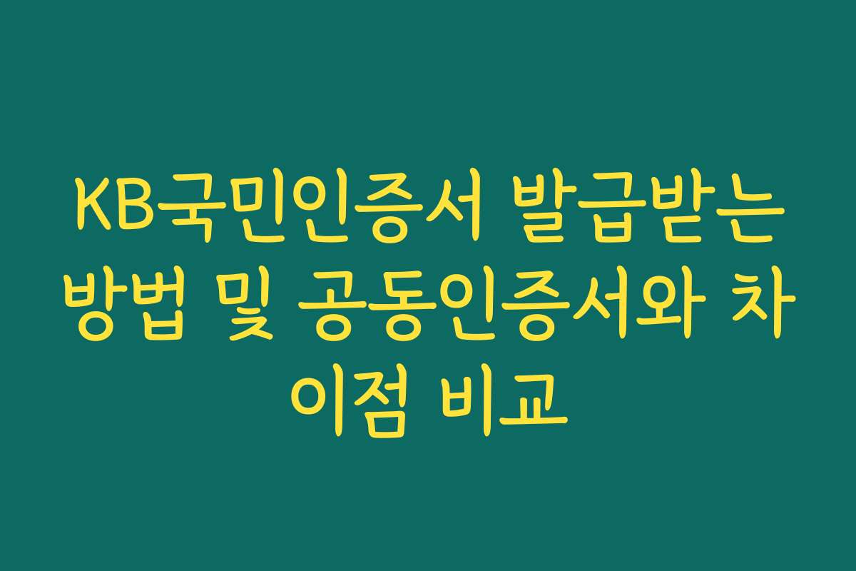 KB국민인증서 발급받는방법 및 공동인증서와 차이점 비교