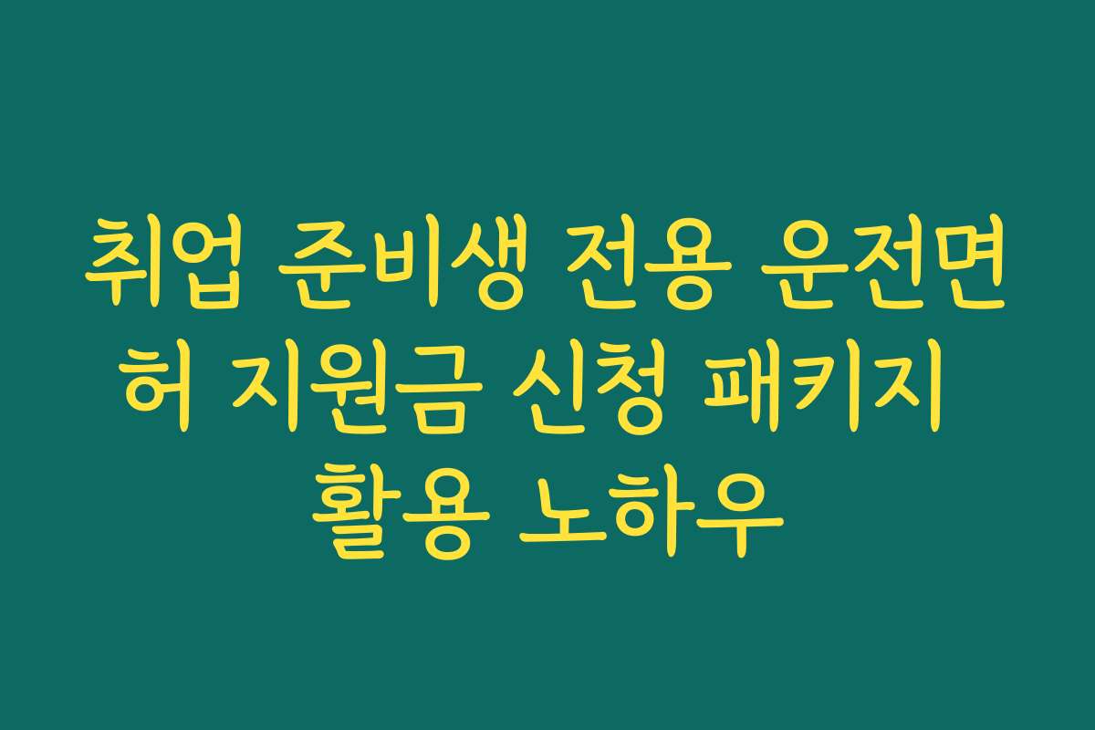 취업 준비생 전용 운전면허 지원금 신청 패키지 활용 노하우