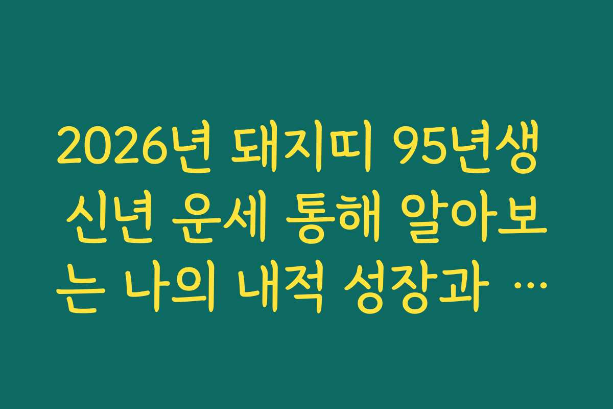 2026년 돼지띠 95년생 신년 운세 통해 알아보는 나의 내적 성장과 성숙함