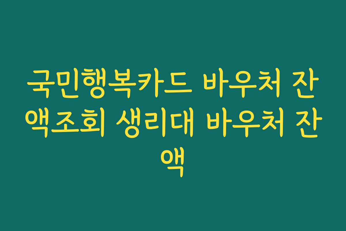 국민행복카드 바우처 잔액조회 생리대 바우처 잔액