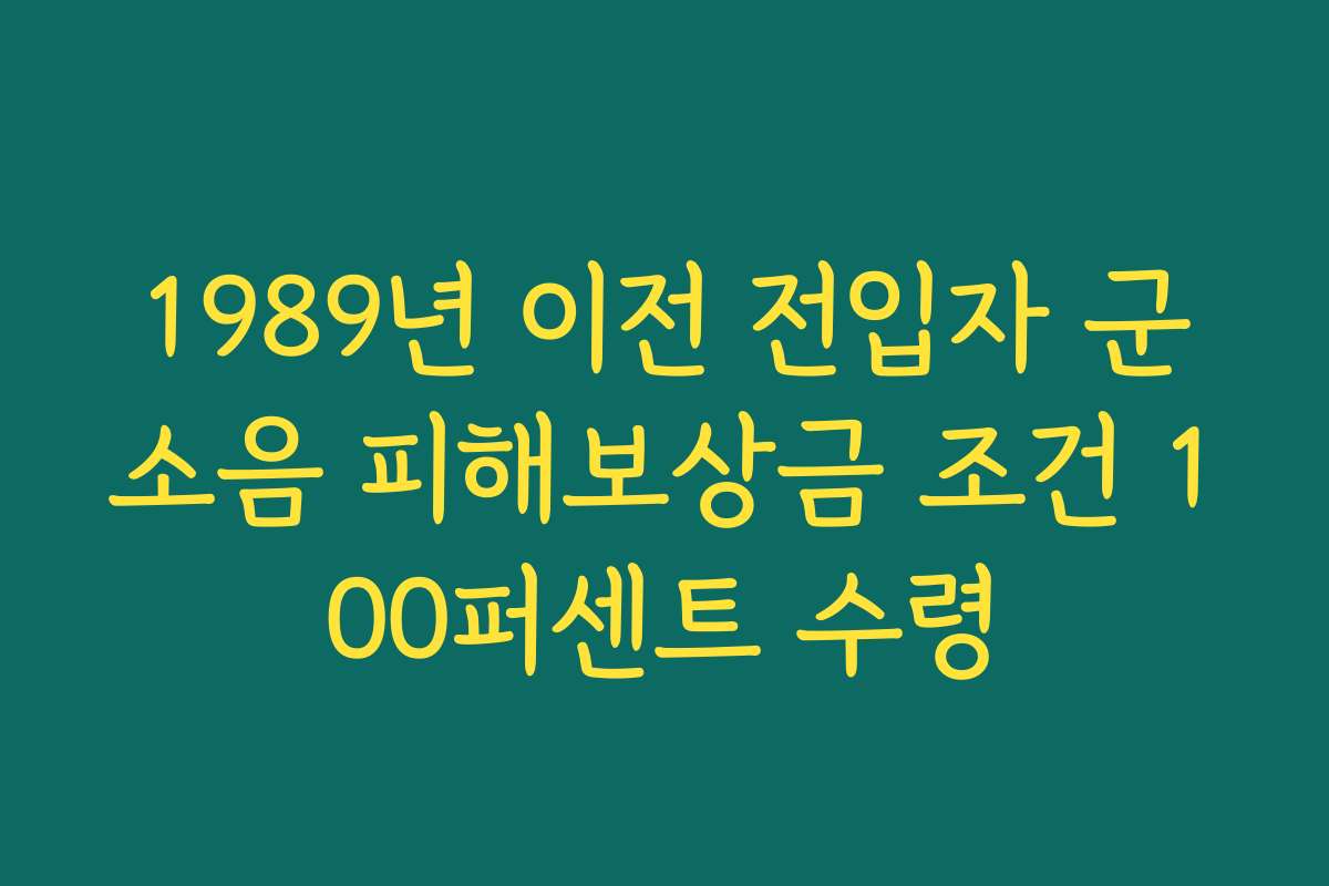 1989년 이전 전입자 군소음 피해보상금 조건 100퍼센트 수령