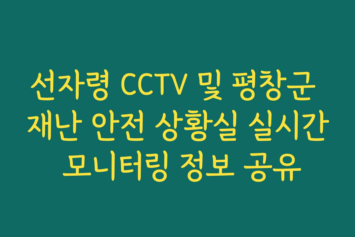 선자령 CCTV 및 평창군 재난 안전 상황실 실시간 모니터링 정보 공유