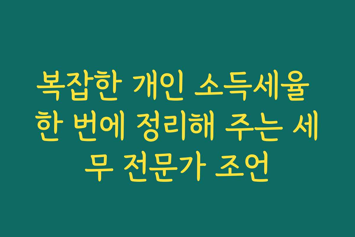 복잡한 개인 소득세율 한 번에 정리해 주는 세무 전문가 조언