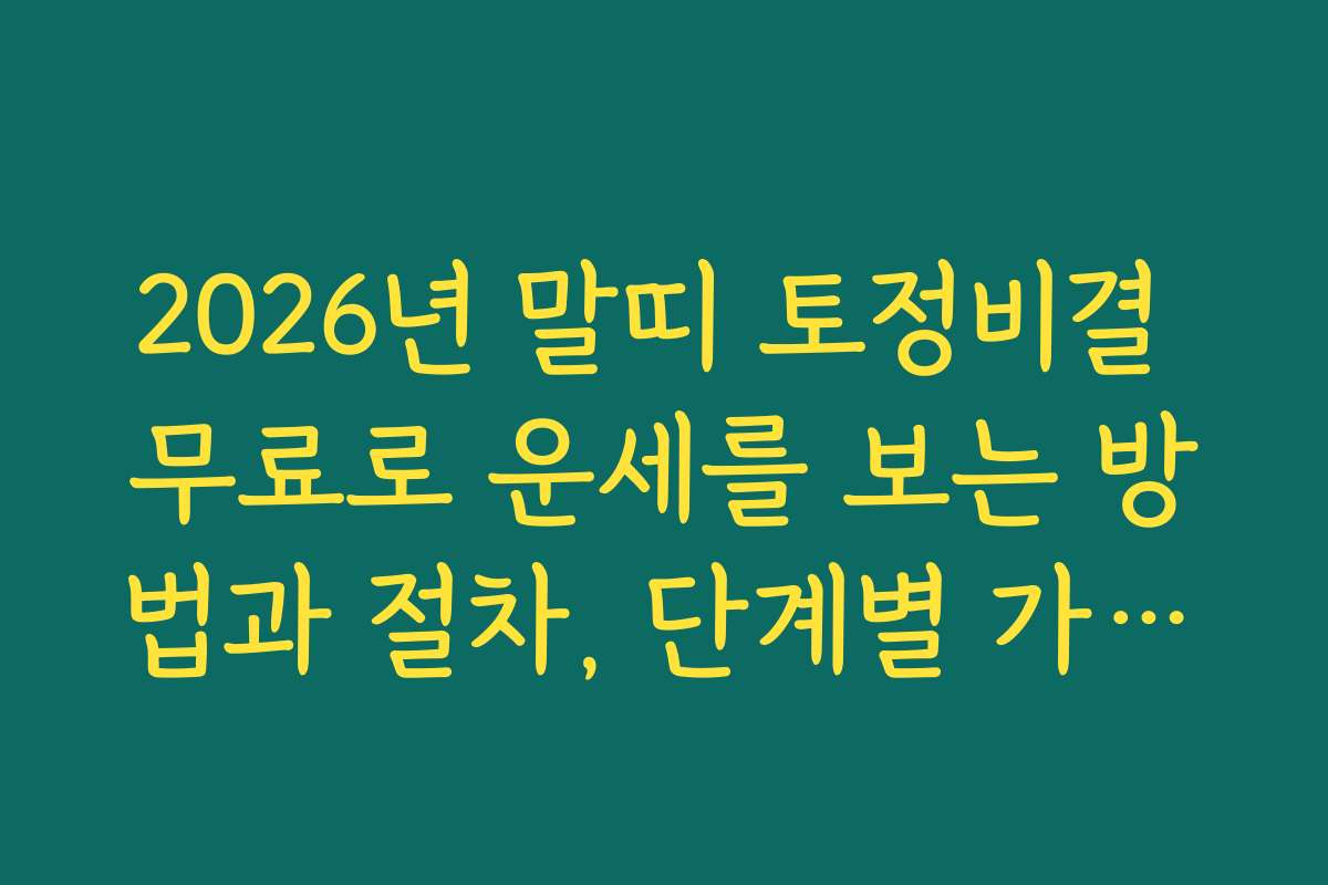 2026년 말띠 토정비결 무료로 운세를 보는 방법과 절차, 단계별 가이드와 노하우를 공개합니다