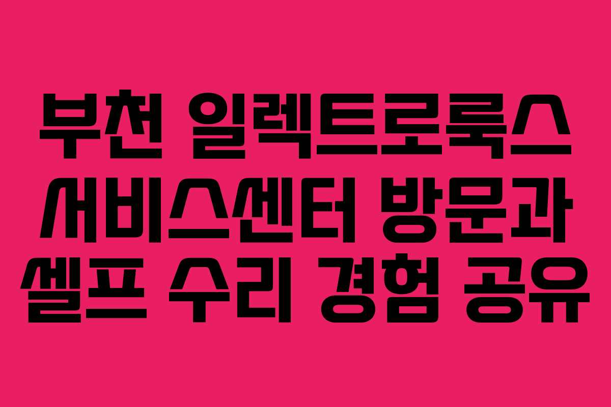 부천 일렉트로룩스 서비스센터 방문과 셀프 수리 경험 공유